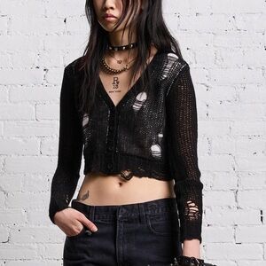 R13 NWT Black Double Layer Cardigan, SMALL